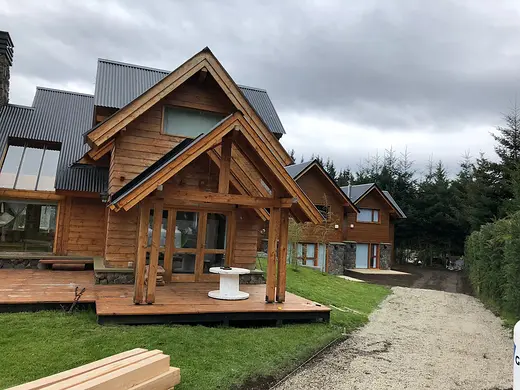 Wooden cabin with entrance deck