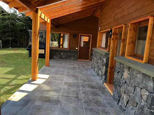Stone and wood veranda